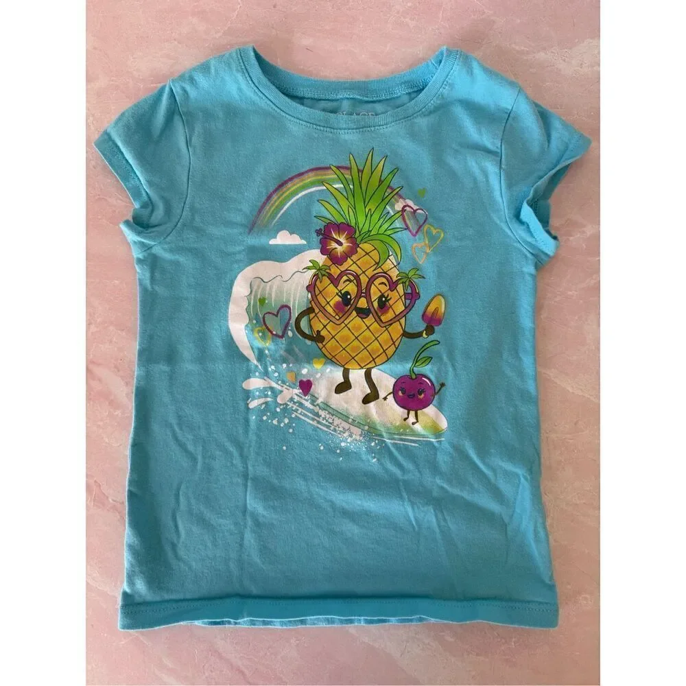Children’s Place small 5/6 nerdy pineapple, casual, summer graphic short sleeve